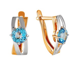 Золотые cерьги с топазом