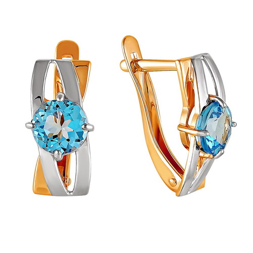 Золотые cерьги с топазом