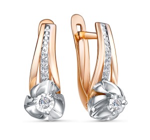 Золотые cерьги с бриллиантом