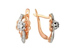 Золотые cерьги классические с бриллиантом