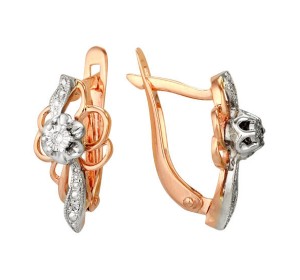 Золотые cерьги классические с бриллиантом