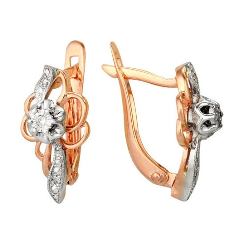 Золотые cерьги классические с бриллиантом