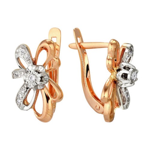 Золотые cерьги классические с бриллиантом