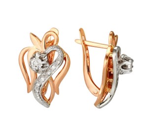 Золотые cерьги классические с бриллиантом