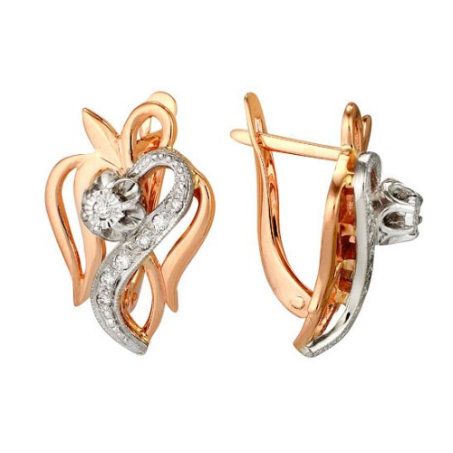 Золотые cерьги классические с бриллиантом