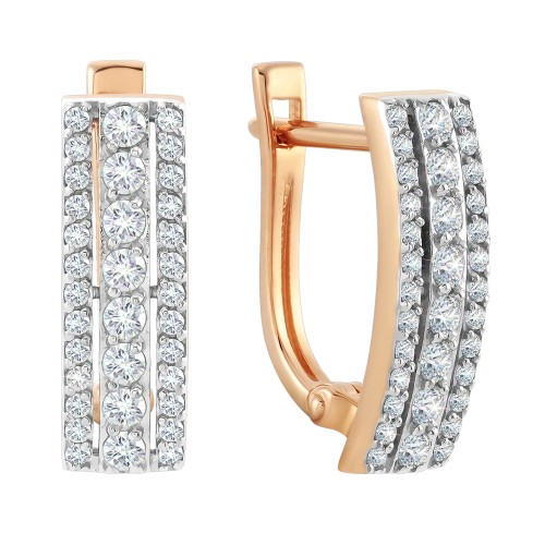 Золотые cерьги с фианитом