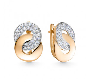 Золотые cерьги классические с фианитом