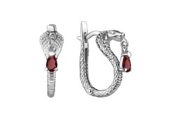 Серебряные cерьги висячие с корундом