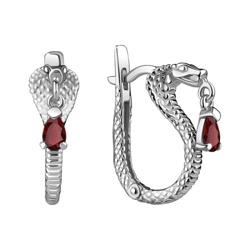 Серебряные cерьги висячие с корундом