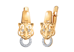 Золотые cерьги классические с фианитом