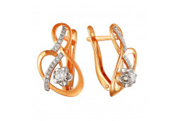 Золотые cерьги классические с бриллиантом