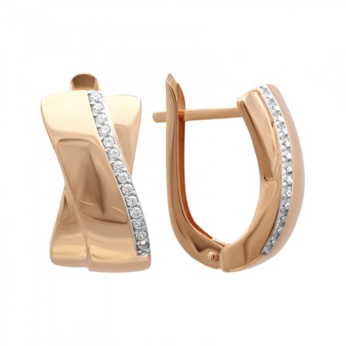 Золотые cерьги классические с фианитом