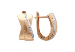 Золотые cерьги классические с фианитом