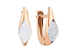 Золотые cерьги классические с фианитом