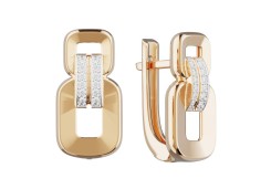 Золотые cерьги классические с фианитом