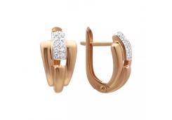Золотые cерьги классические с фианитом