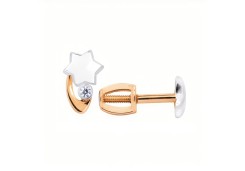 Золотые cерьги пусеты (гвоздики) с фианитом