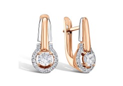 Золотые cерьги классические с фианитом