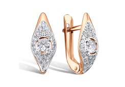 Золотые cерьги классические с фианитом