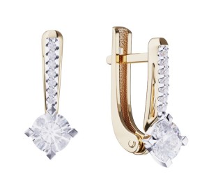 Золотые cерьги с фианитом