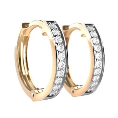 Золотые cерьги классические с фианитом