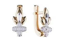 Золотые cерьги классические с фианитом