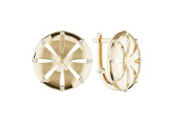 Золотые cерьги классические с фианитом