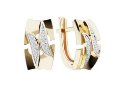 Золотые cерьги классические с фианитом