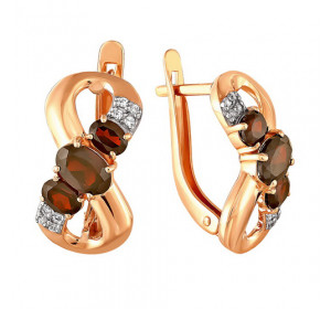 Золотые cерьги классические с гранатом