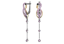 Серебряные cерьги висячие с фианитом