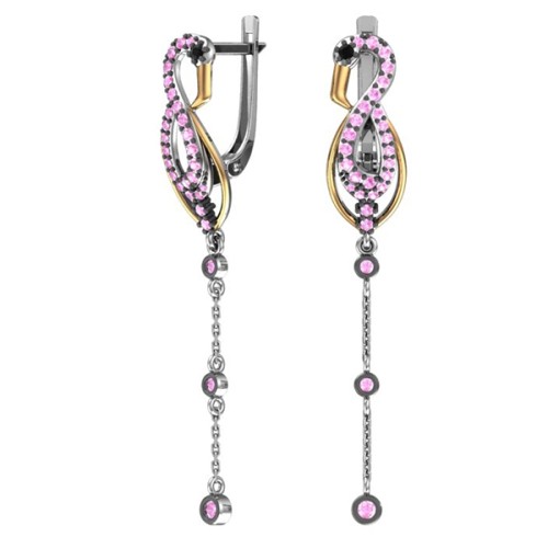 Серебряные cерьги висячие с фианитом