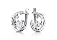 Серебряные cерьги классические с фианитом