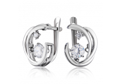 Серебряные cерьги классические с фианитом