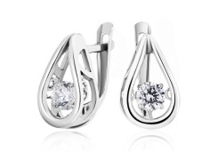 Серебряные cерьги классические с фианитом