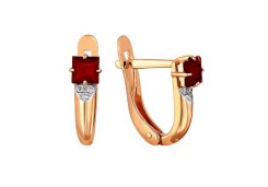Золотые cерьги с гранатом