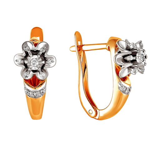 Золотые cерьги с бриллиантом