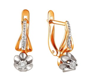 Золотые cерьги с бриллиантом