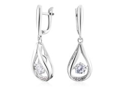 Серебряные cерьги висячие с фианитом