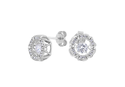 Серебряные cерьги пусеты (гвоздики) с фианитом