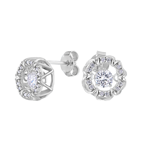 Серебряные cерьги пусеты (гвоздики) с фианитом