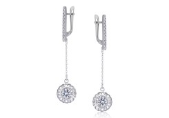 Серебряные cерьги висячие с фианитом