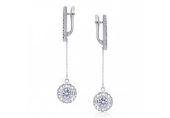 Серебряные cерьги висячие с фианитом