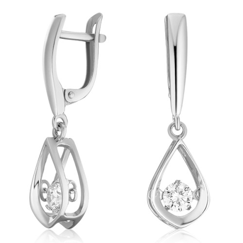 Серебряные cерьги висячие с фианитом