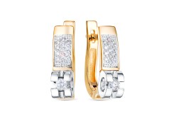 Золотые cерьги с бриллиантом