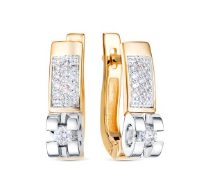 Золотые cерьги с бриллиантом