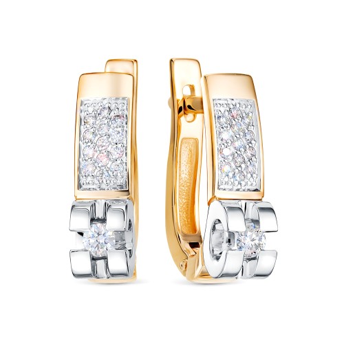 Золотые cерьги с бриллиантом