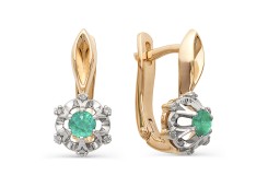 Золотые cерьги классические с изумрудом