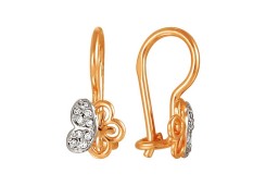 Золотые cерьги классические с фианитом