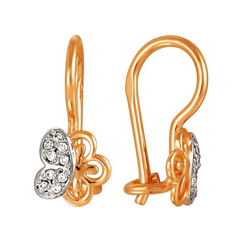 Золотые cерьги классические с фианитом