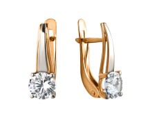 Золотые cерьги с фианитом